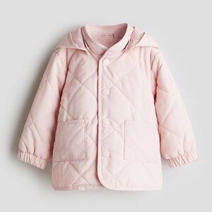 H&M Pink Quilted Puffer Jacket Hooded 4T 4 Toddler Girl